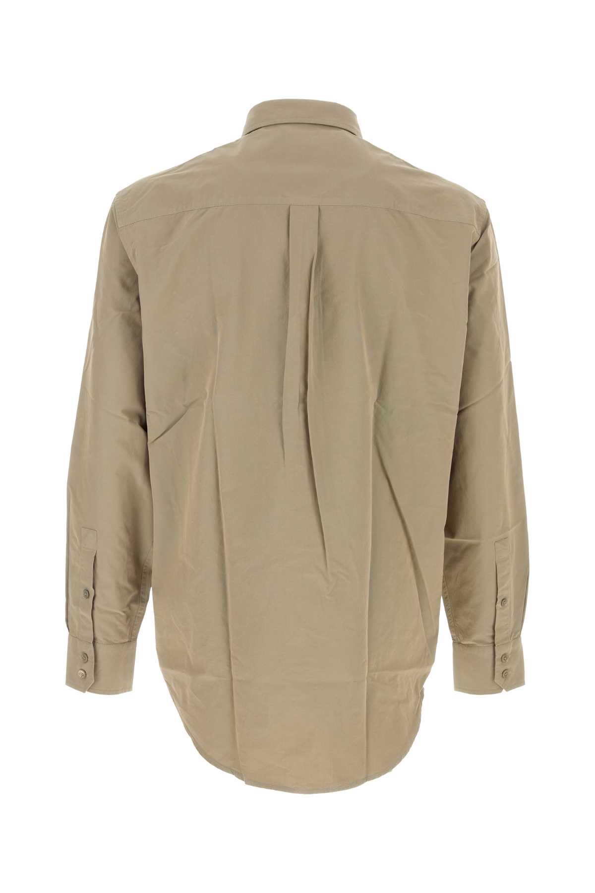 Shop Burberry Khaki Poplin Shirt In Drizzle