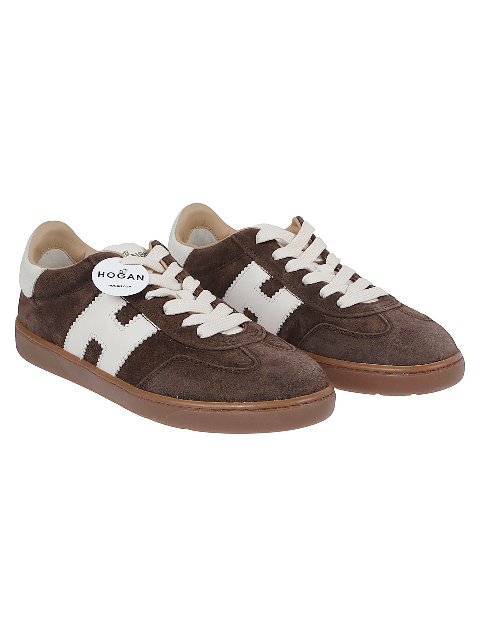 Hogan Low-top Suede Sneakers With Contrasting Stripe In Brown