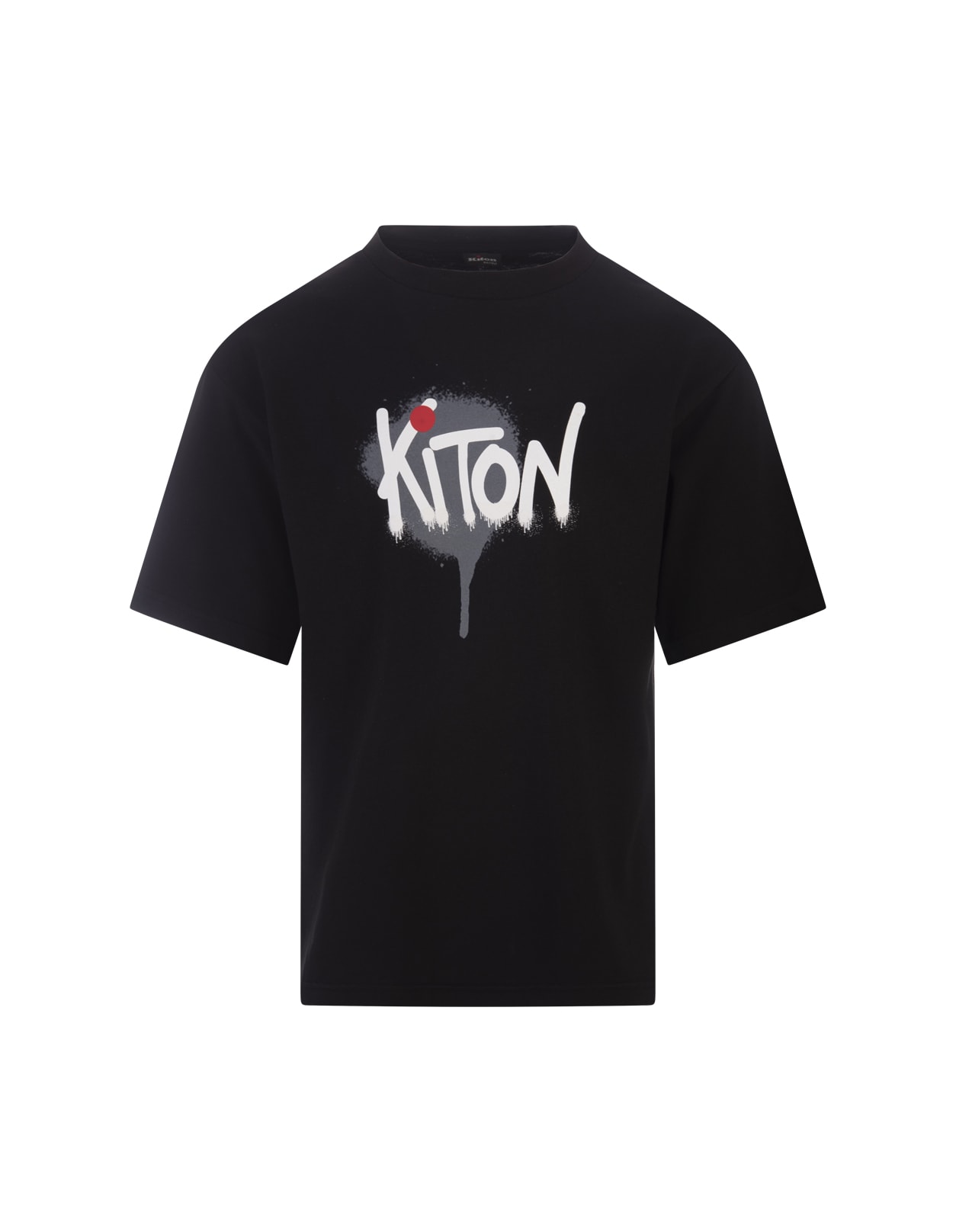 Black T-shirt With Graffiti Style Kiton Logo