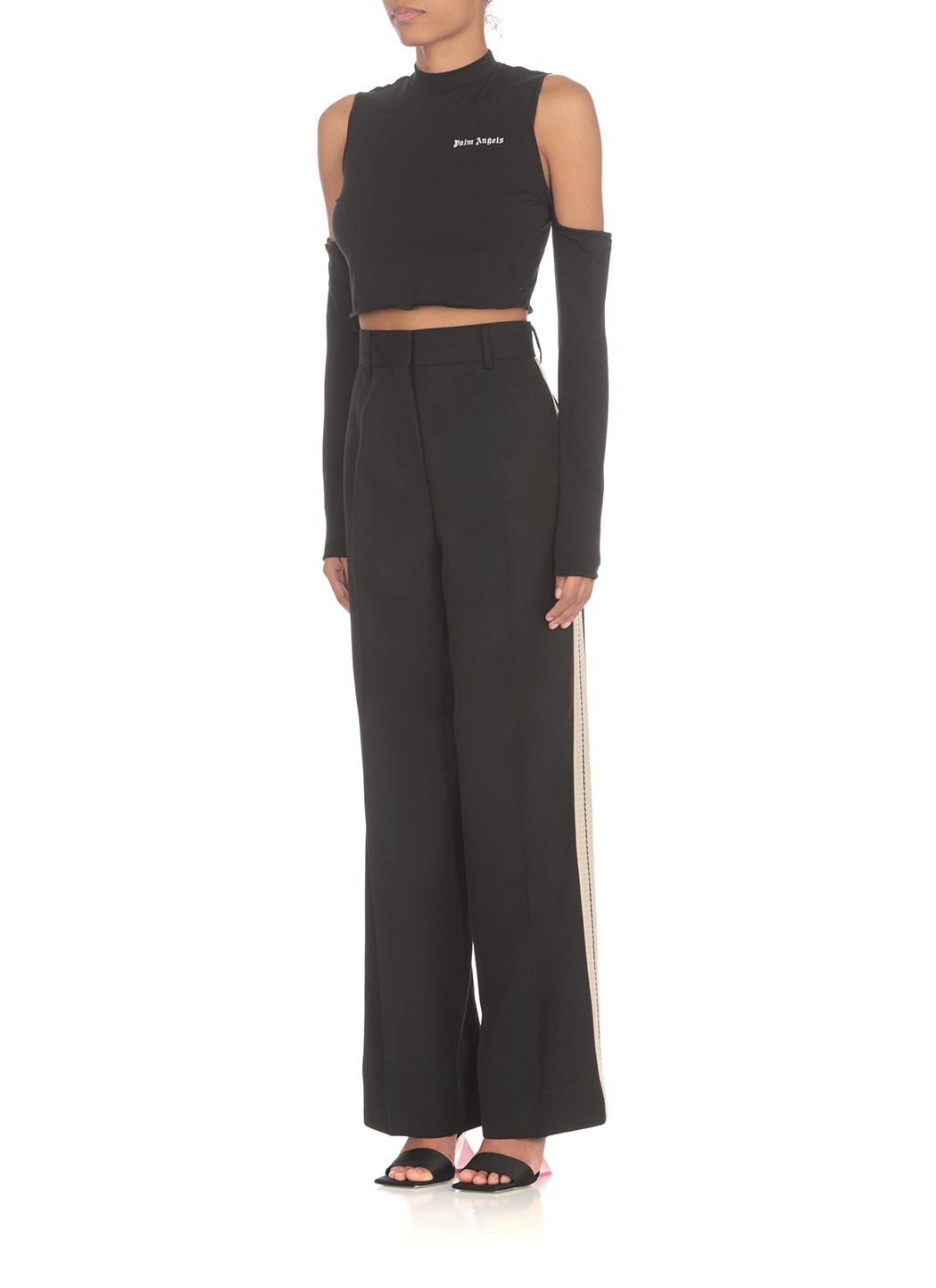 Palm Angels Cropped Track Pants In Black
