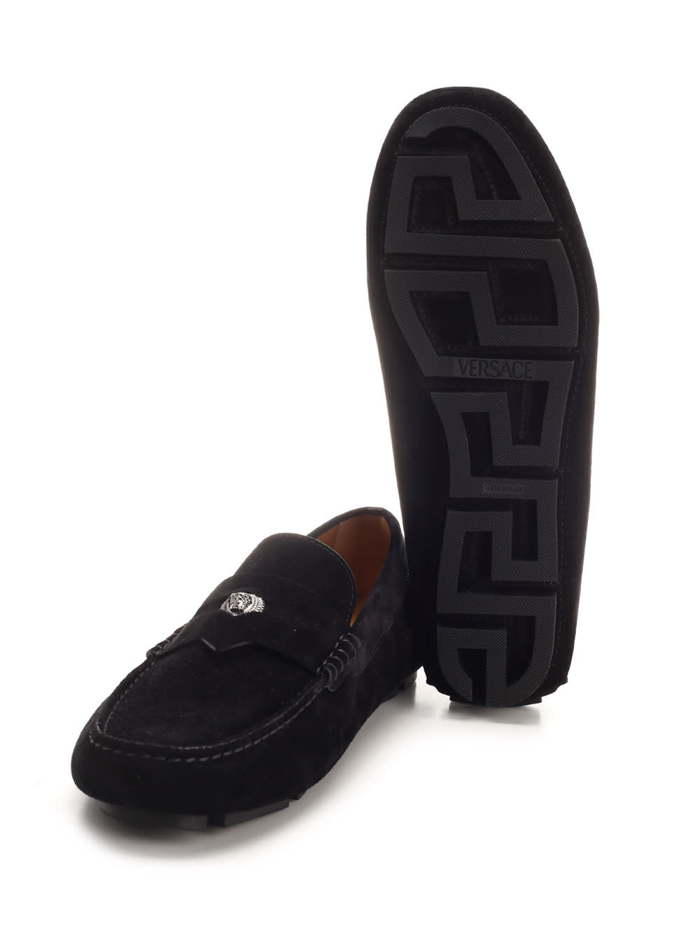 Shop Versace Driver Loafer In Nero