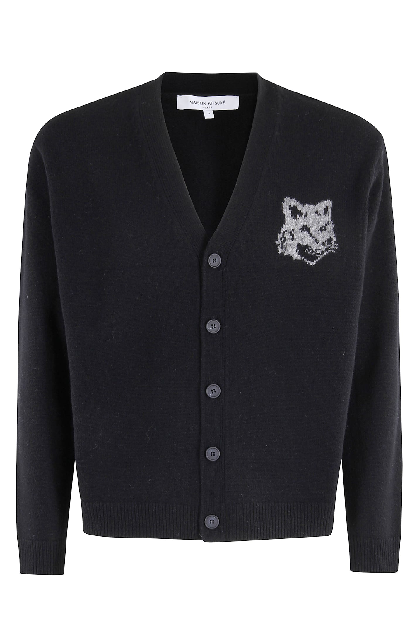 Maison Kitsuné Black Fox Head Cardigan With Buttons Closure In Black