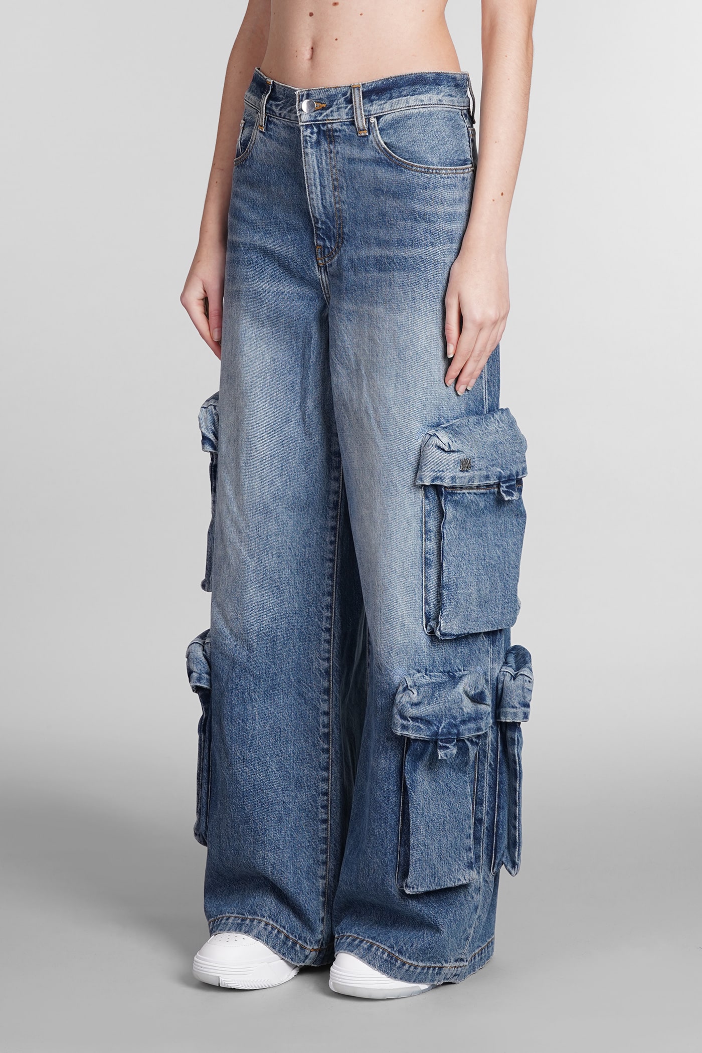 Shop Amiri Baggy Cargo Jeans In River Indigo