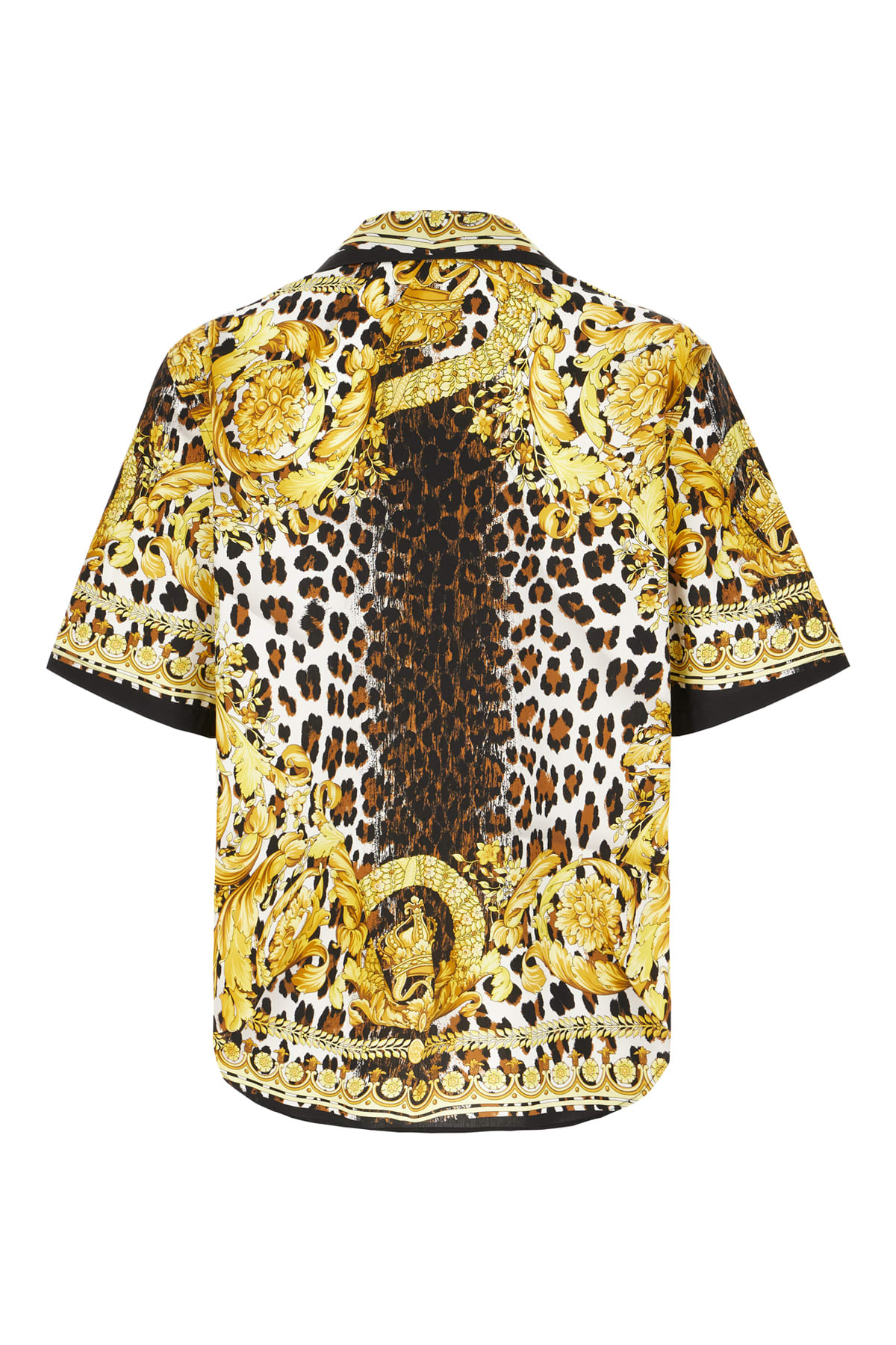 Shop Versace Printed Poplin Shirt In White Gold