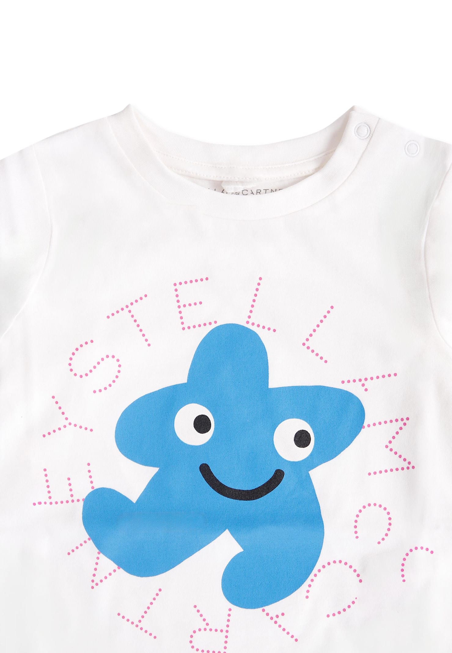 Stella Mccartney Ivory T-shirt For Baby Boy With Blue Star And Logo In White