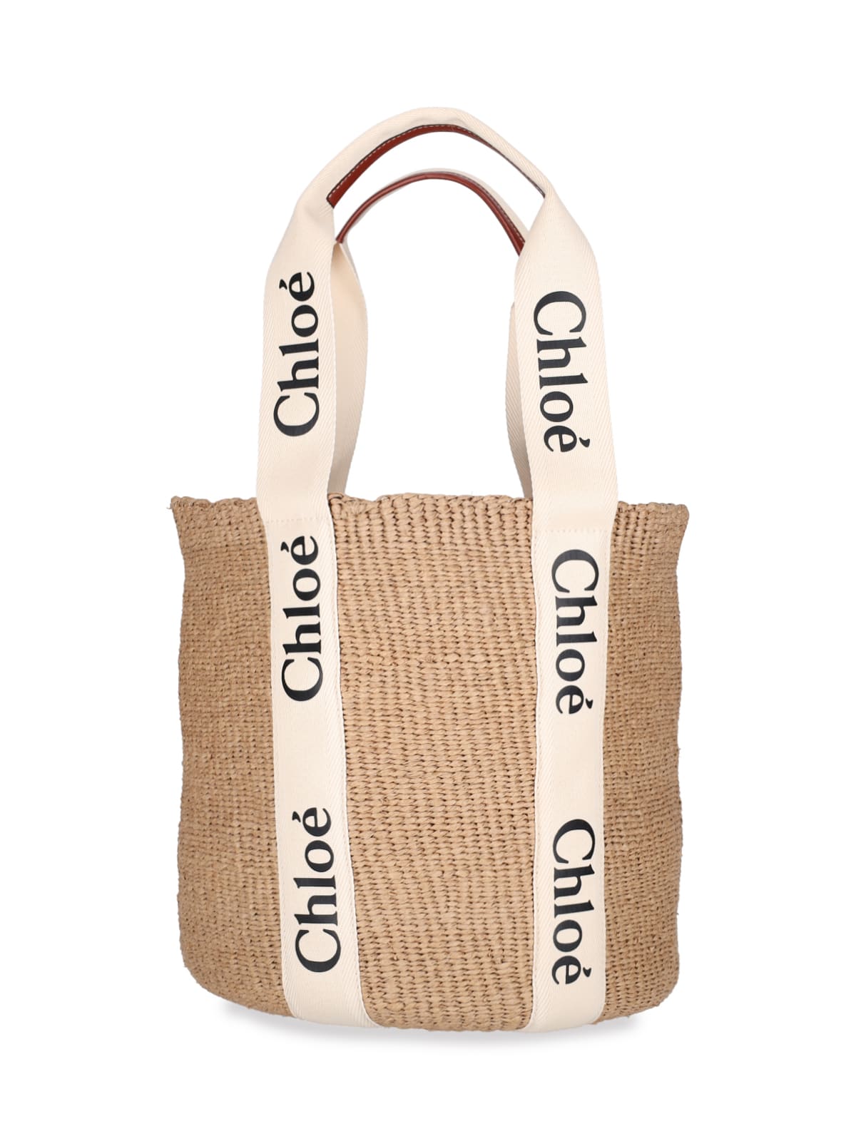 Chloé Woody Tote Bag In Bianco