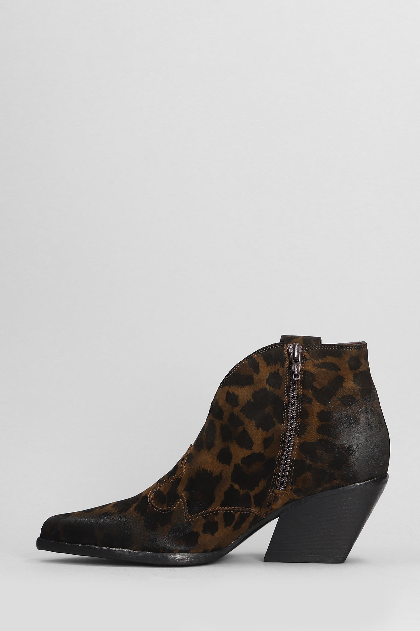 Shop Elena Iachi Texan Ankle Boots In Animalier Suede