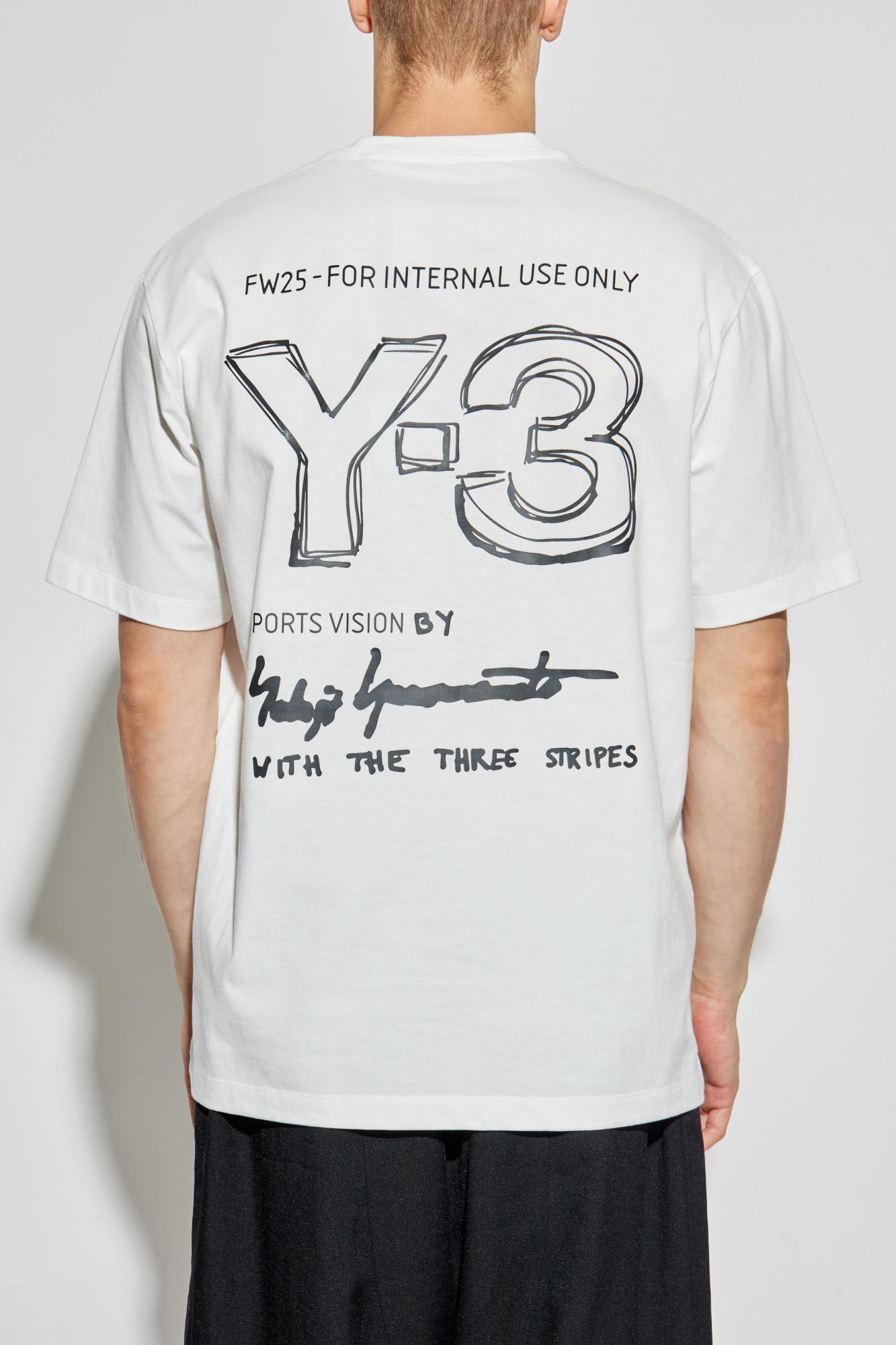 Y-3 Crewneck Graphic Print Oversize Short Sleeve T-shirt In White