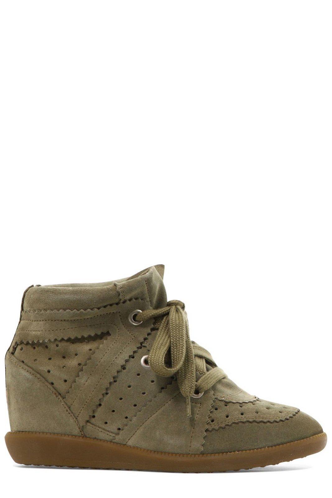 Shop Isabel Marant Bobby Lace-up Wedge Sneakers In Taupe