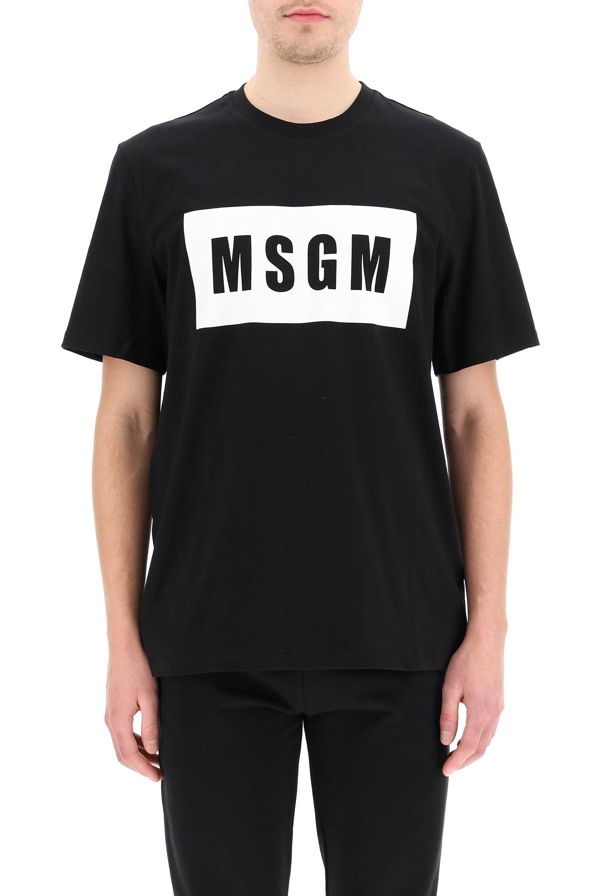 Shop Msgm Logo Box T-shirt In Black