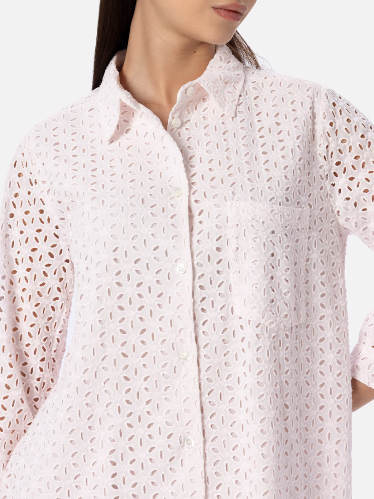 Mc2 Saint Barth Woman Pink Sangallo Shirt Mini Dress In Pink