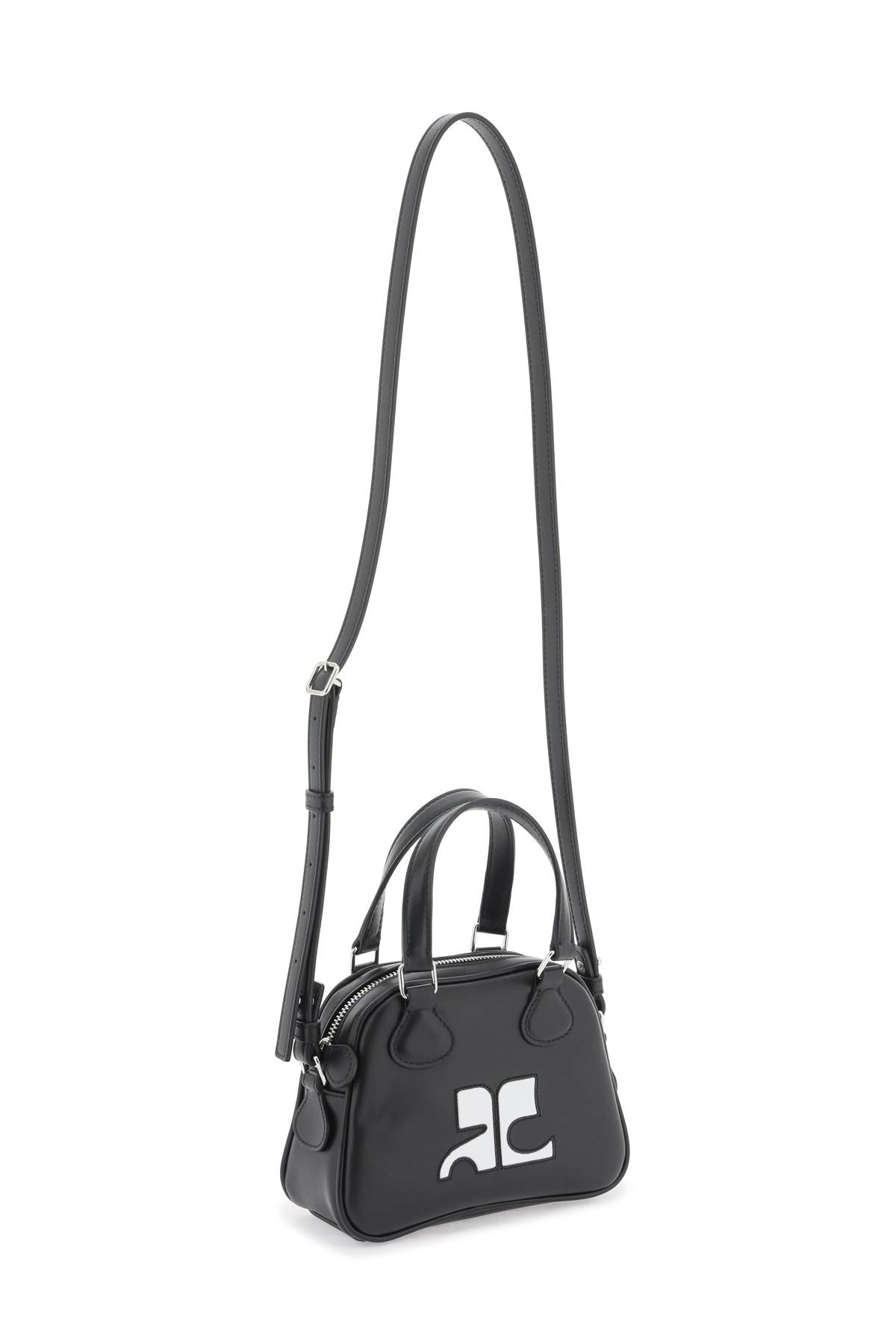 Shop Courrèges Mini Bowling Bag Purse In Black