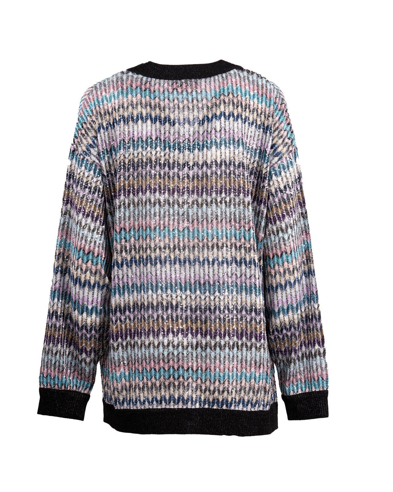 Shop Missoni Sequin Embellished Oversized V-neck Jumper  In Multicolor