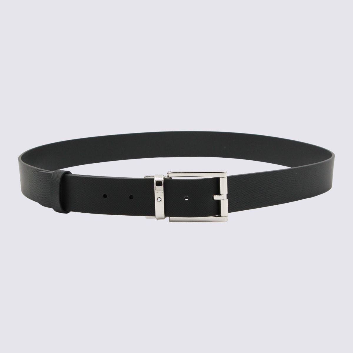 Montblanc Smooth Finish Belts Featuring Silver-tone Hardware In Black