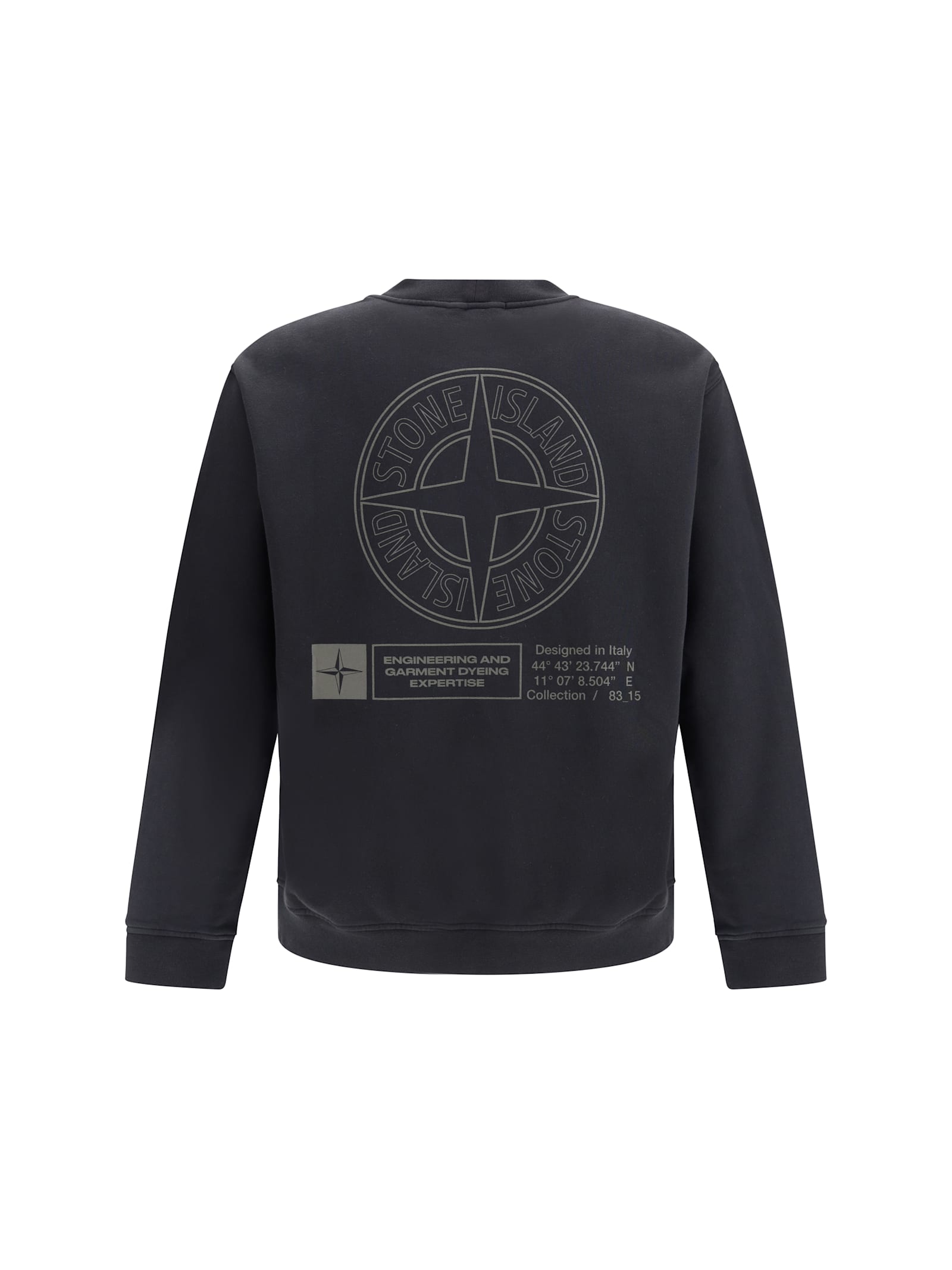 Stone Island Cotton Sweatshirt With Embroidered Logo In Black