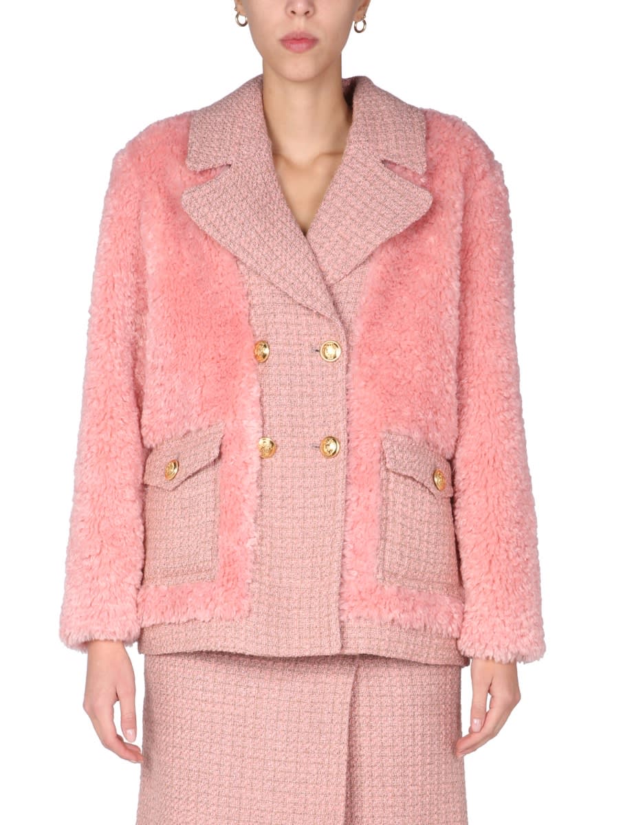 Shop Boutique Moschino Mat Jacket In Pink