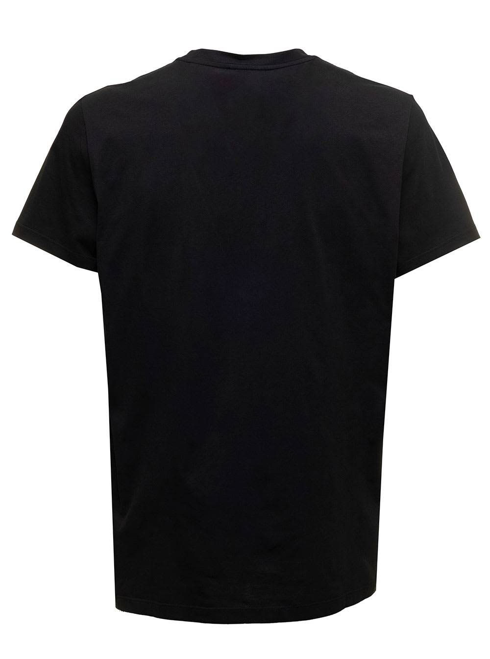 Shop Balmain Black T-shirt With Flock Logo In Cotton Man