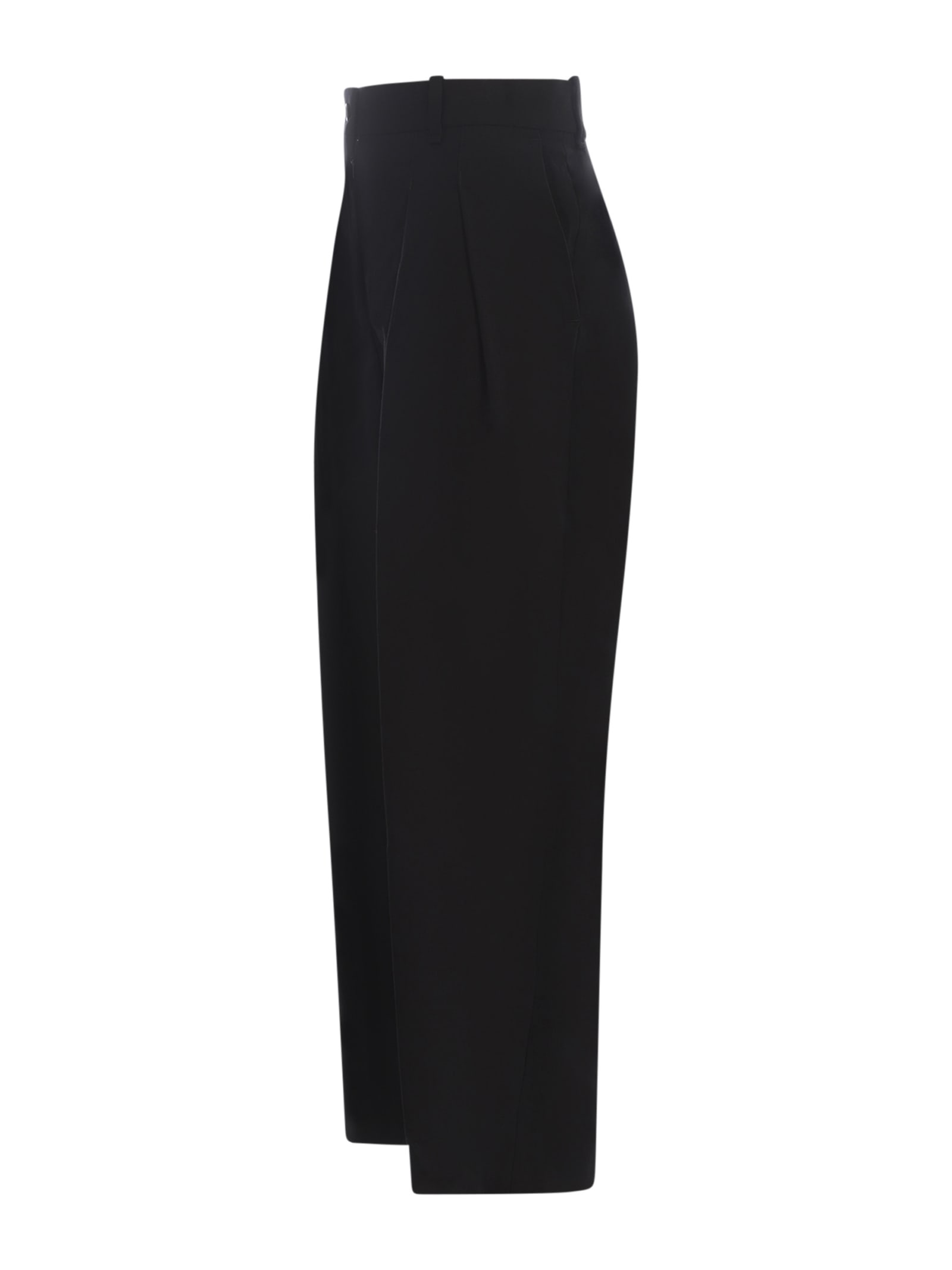 Shop Kenzo Trousers  In Virgin Wool In Nero