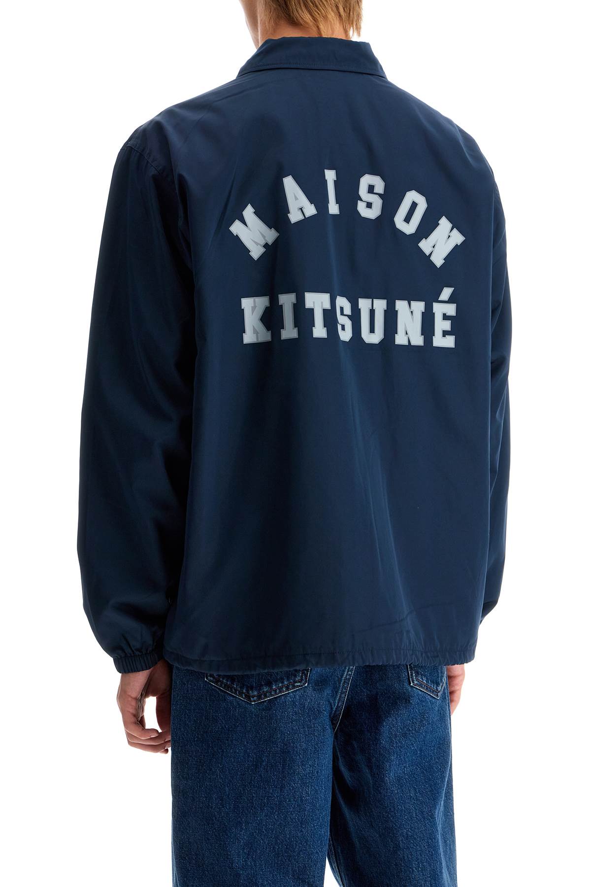 Shop Maison Kitsuné Nylon Coach Jacket For Men In Navy (blue)