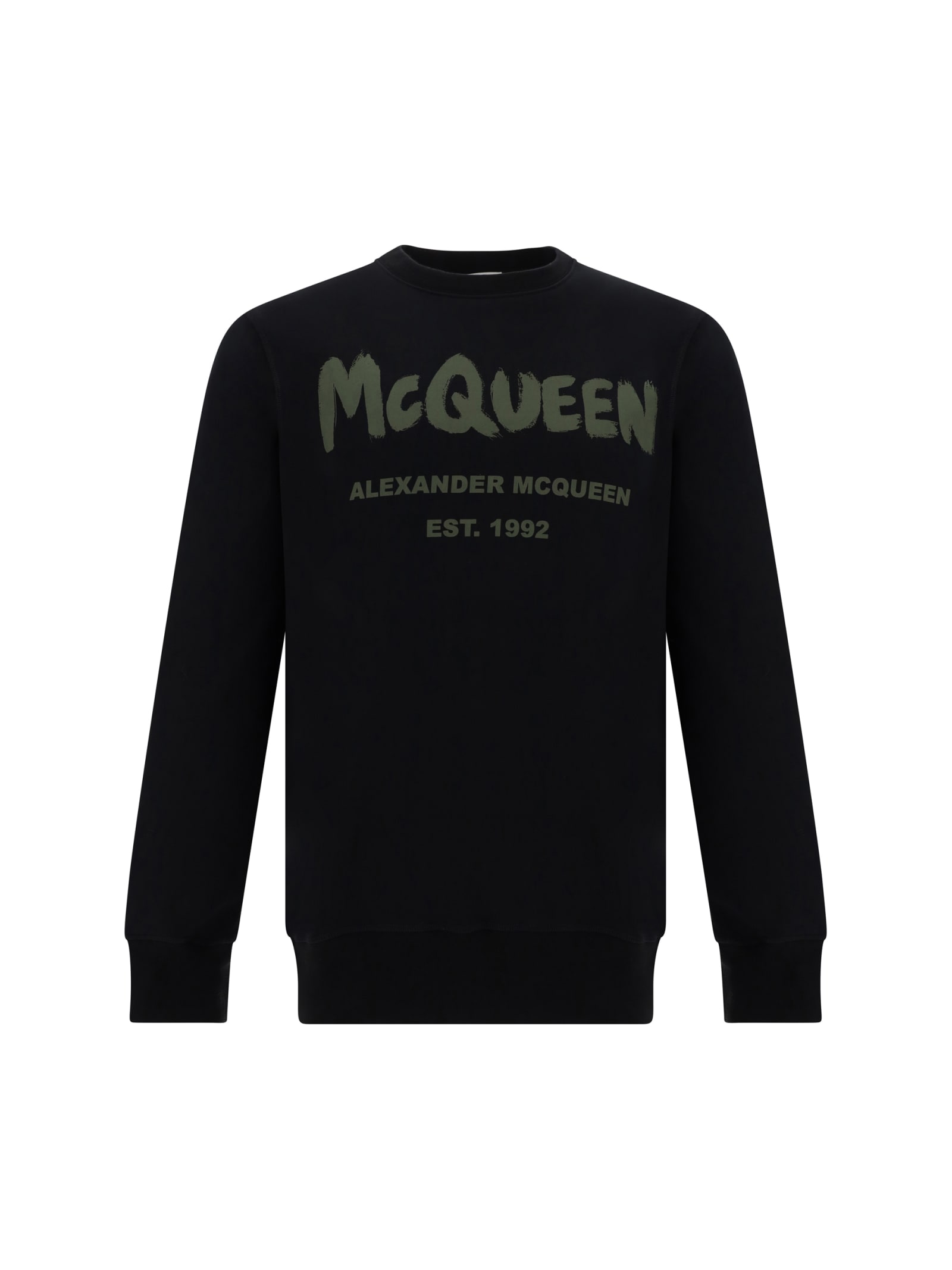 Shop Alexander Mcqueen Sweatshirt In Black/khaki