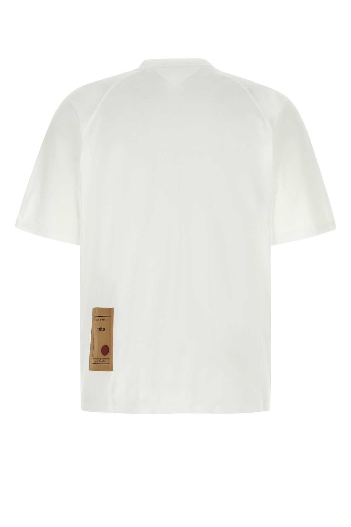 Ten C White Cotton T-shirt In 102