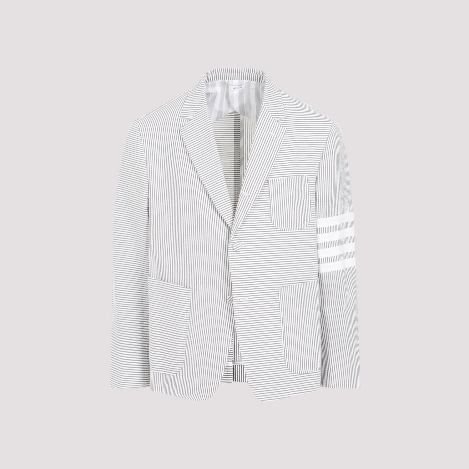 Shop Thom Browne Seersucker Jacket In Med Grey