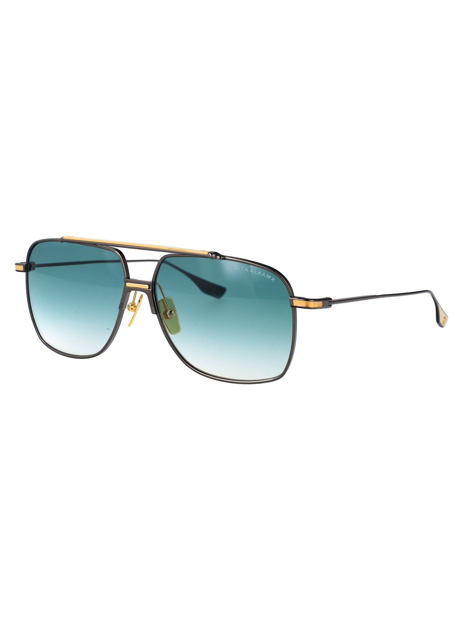 Dita Alkamx Sunglasses In Black Rhodium - Yellow Gold W Dark Tourquoise To Clear Gradient