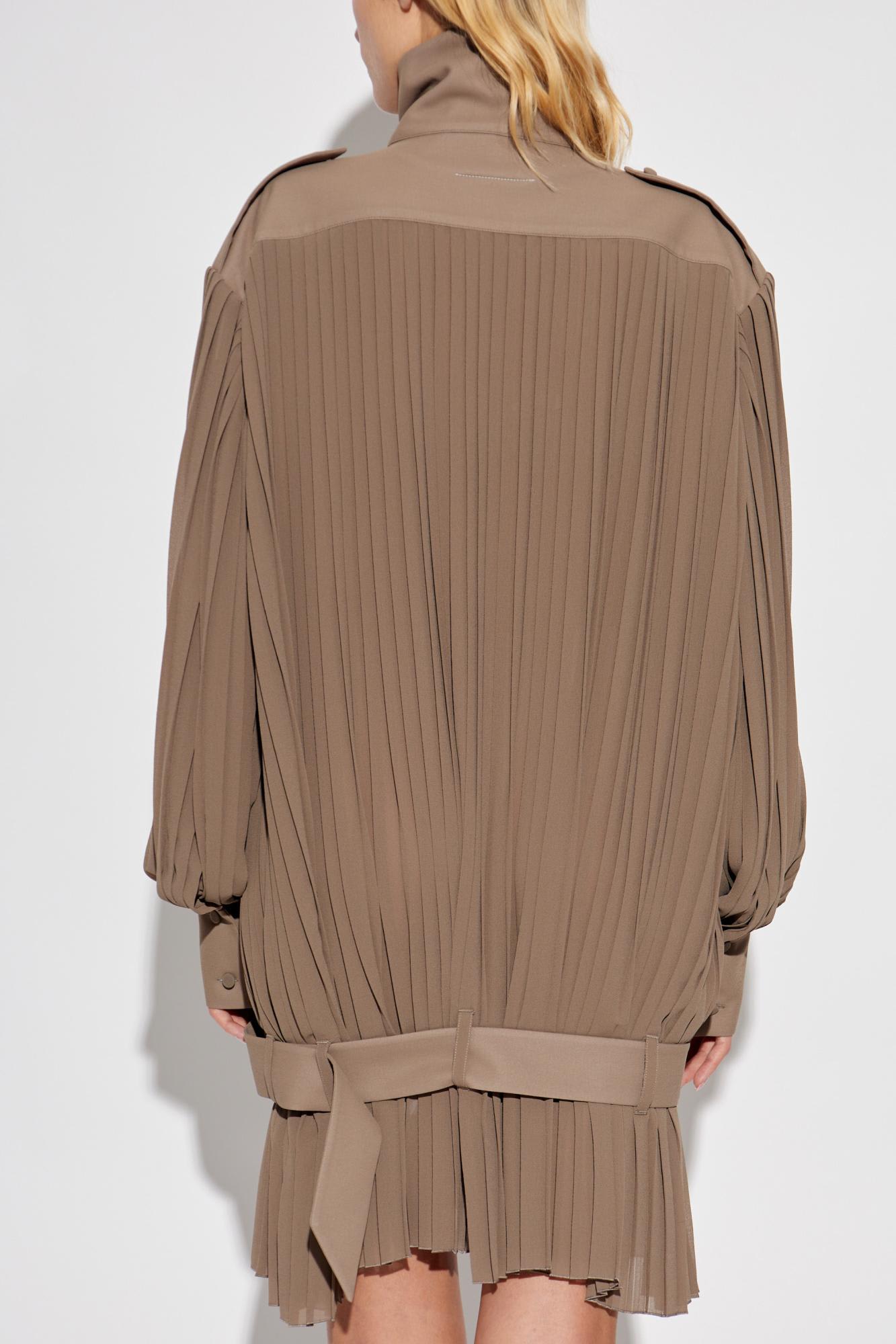 Mm6 Maison Margiela Pleated Dress In Brown