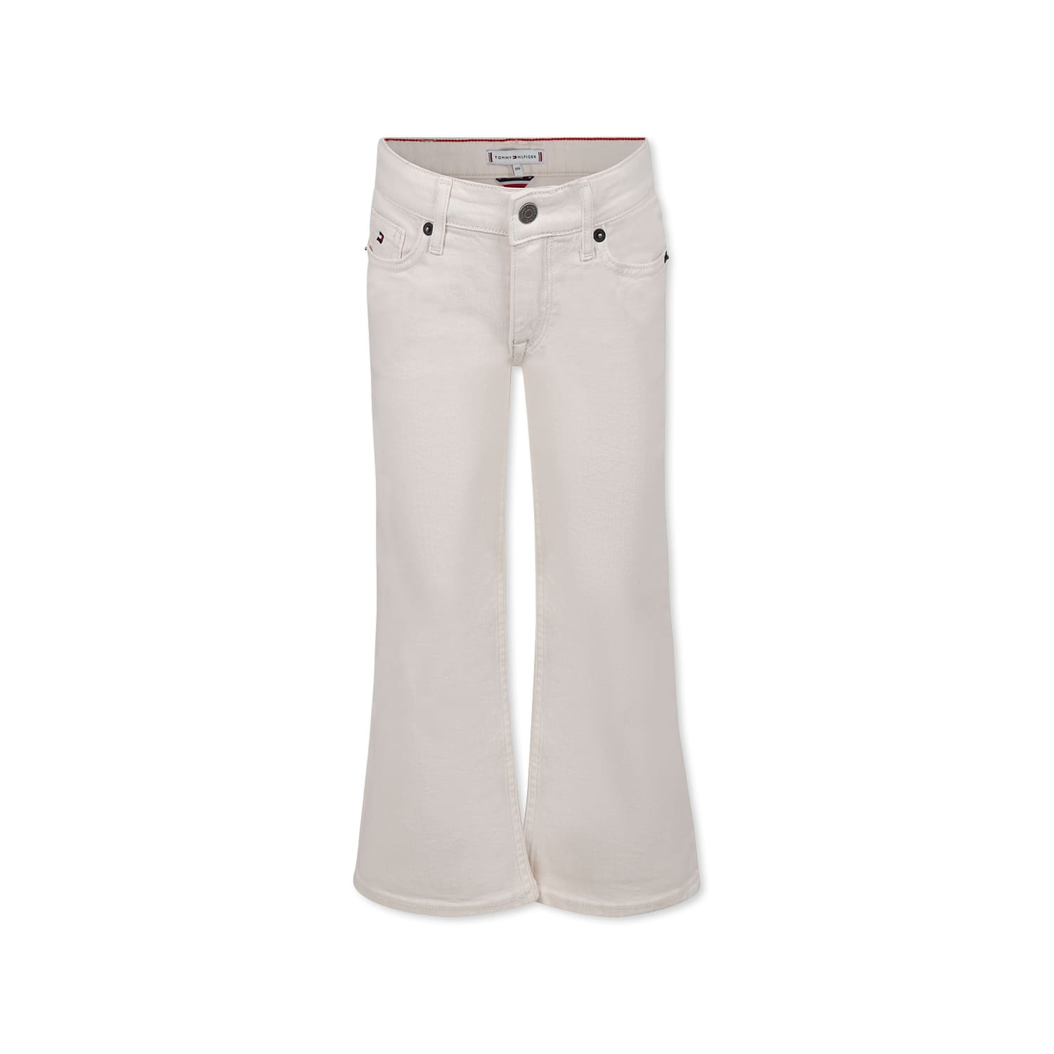 Tommy Hilfiger Ivory Jeans For Girl With Logo In Ivory