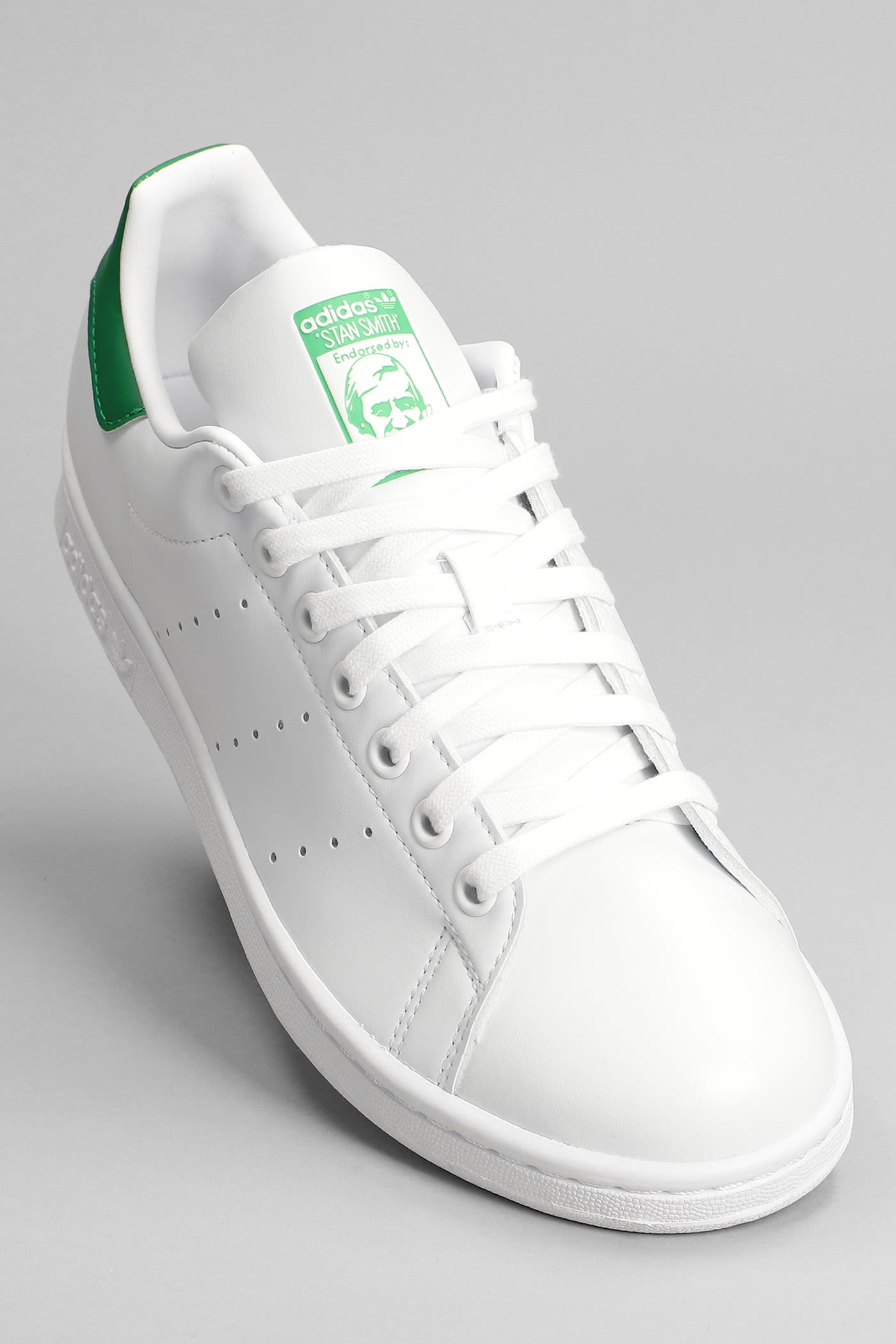 Shop Adidas Originals Stan Smith Sneakers In White Leather In White And Green