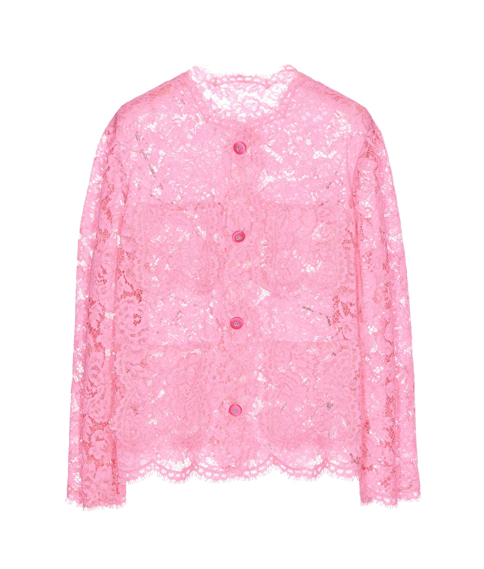 Dolce & Gabbana Lace Button-up Jacket In Pink