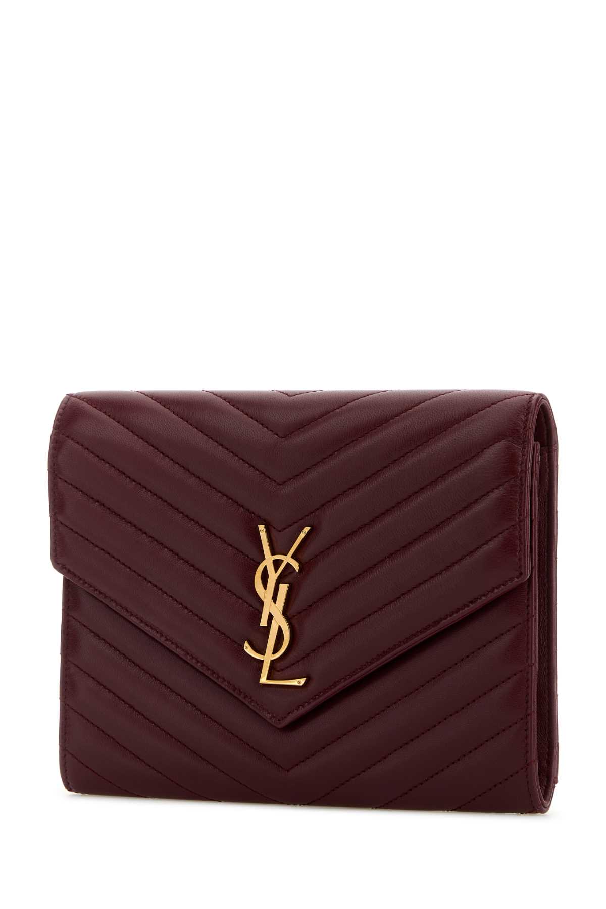 Shop Saint Laurent Tiziano Red Nappa Leather Clutch In Newdarkbordeaux