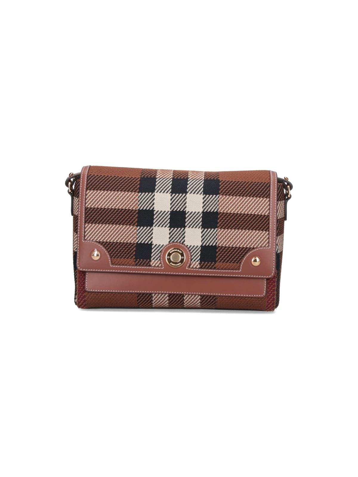 Shop Burberry Tartan Knitted Note Bag In Brown