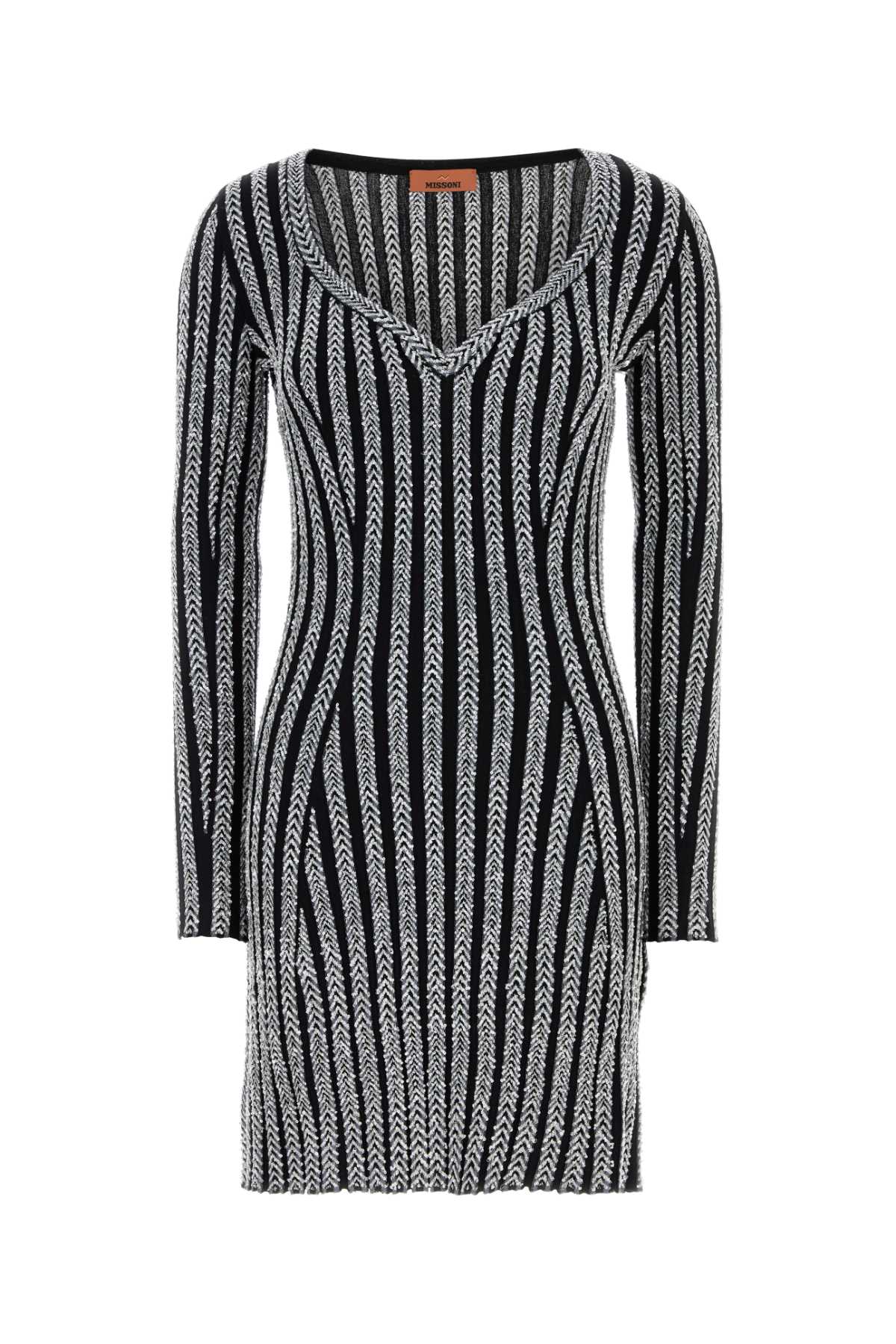 Shop Missoni Embroidered Viscose Blend Dress In Nero