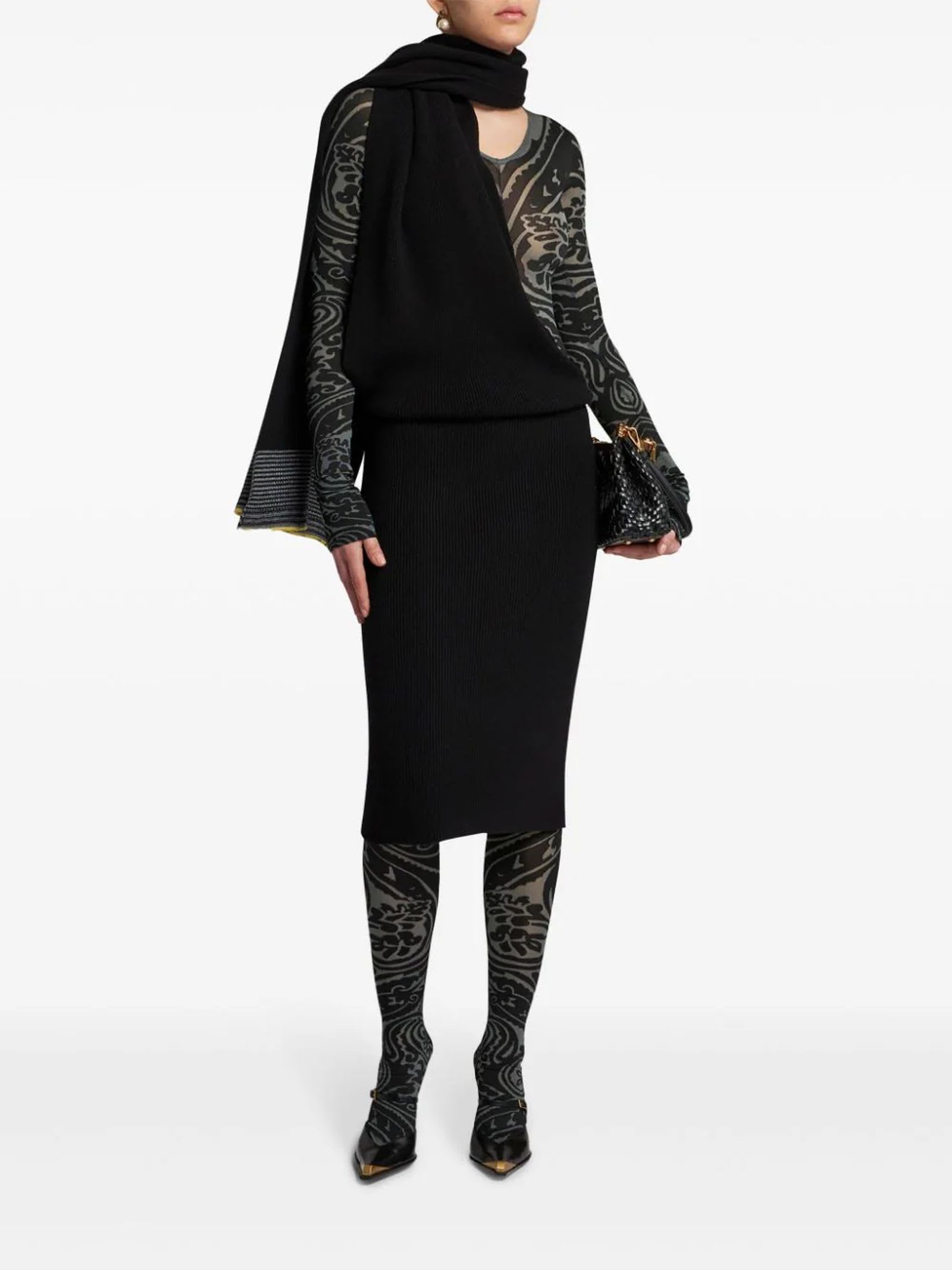 Shop Etro Rib-knit Midi Dress In Black