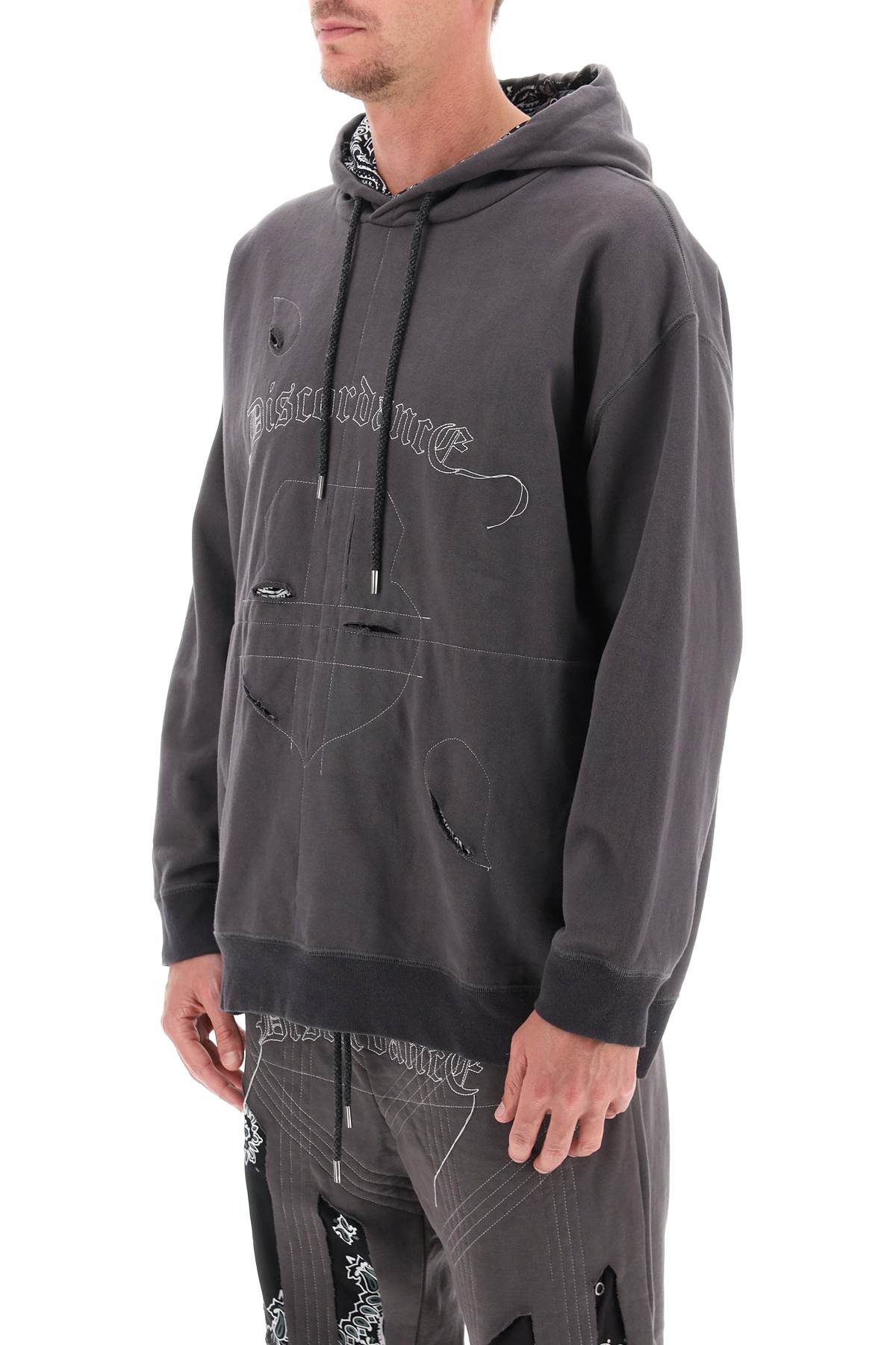Shop Children Of The Discordance Hoodie With Bandana Detailing In Gray (grey)