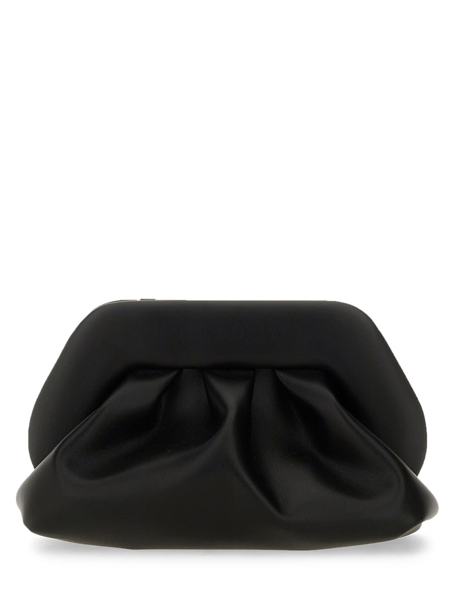 Themoirè Pleated Rectangular Shoulder Bag With Detachable Strap In Black