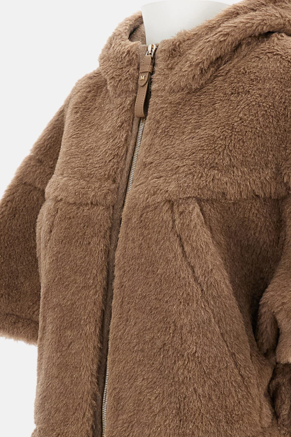 Max Mara Short Cape In Alpaca Teddy Petalo4 In Brown