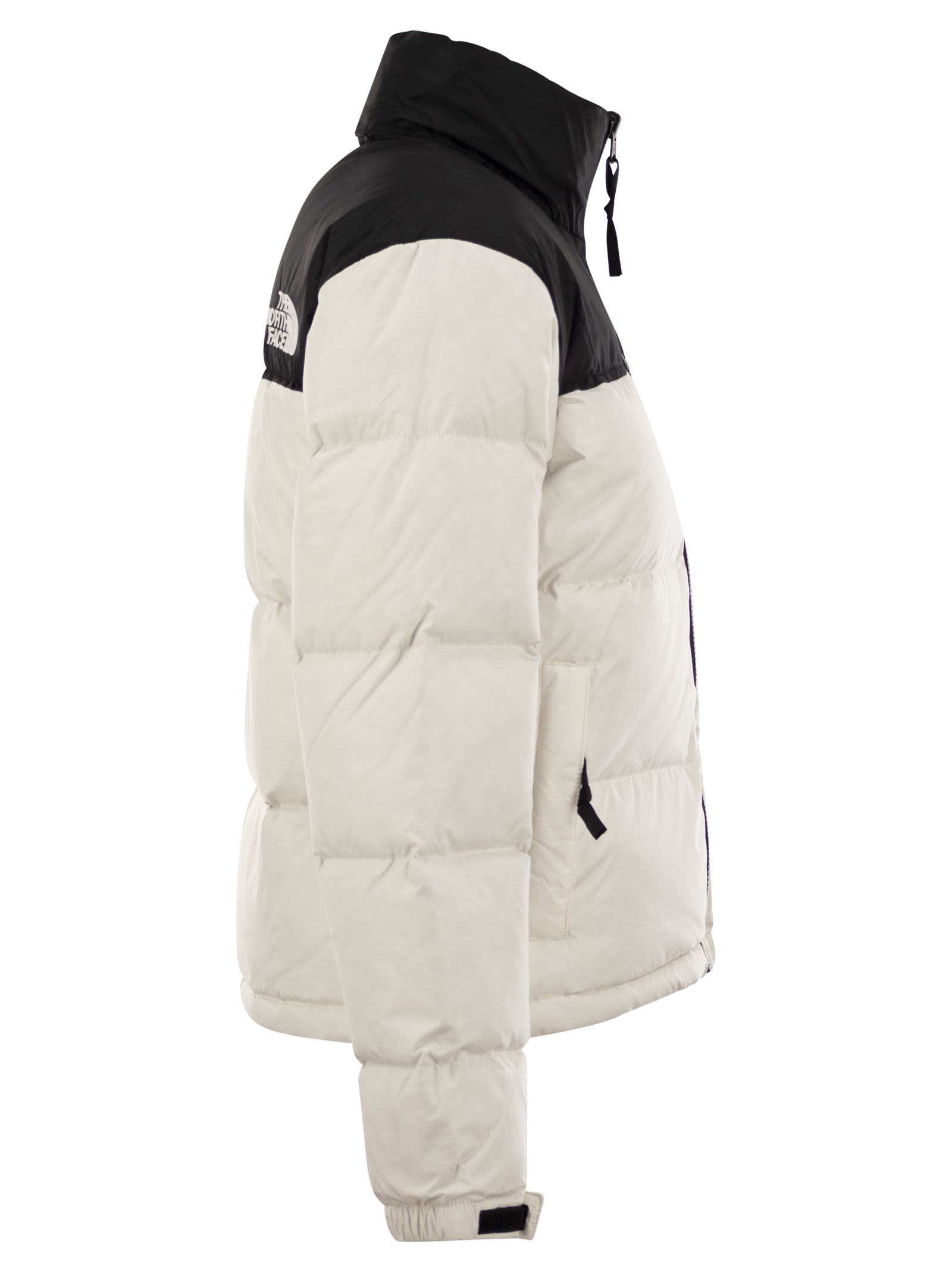 Shop The North Face Retro 1996 - Two-tone Down Jacket In White Dune Tnf Black