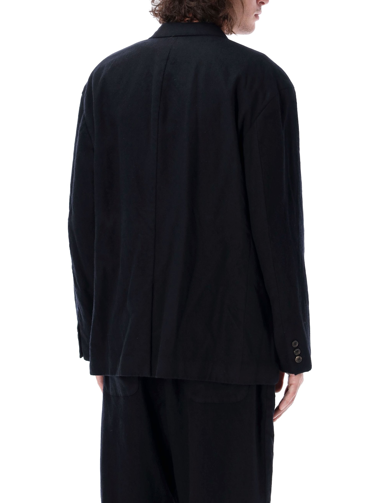 Shop Comme Des Garçons Homme Deux Soft Wool Blazer In Navy