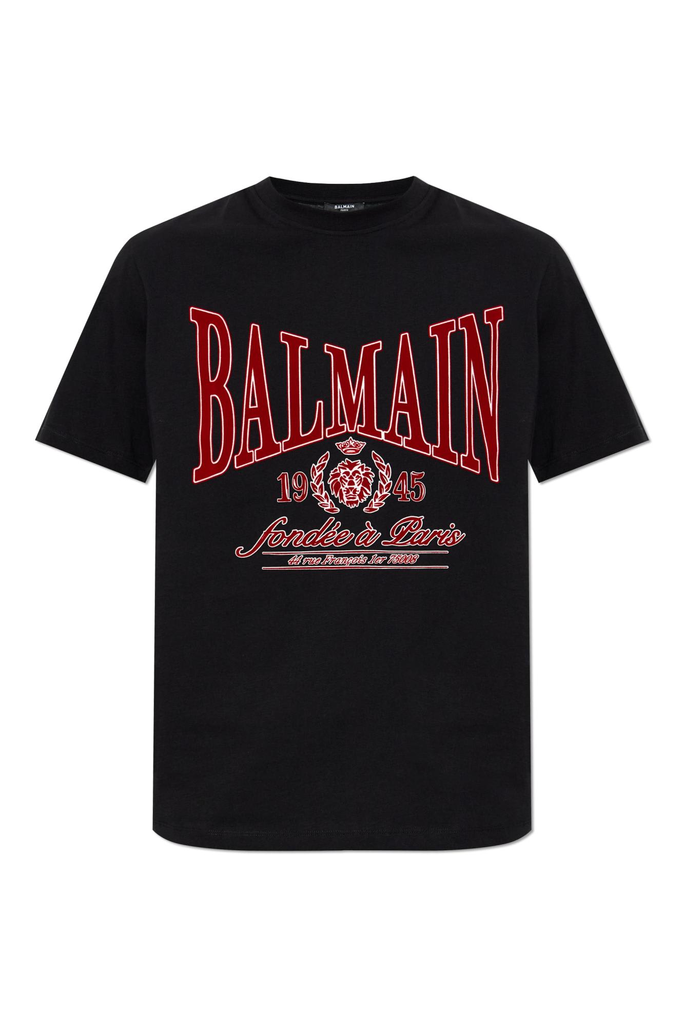 Balmain T-shirt With A Logo And Velvet Finish In Transparent