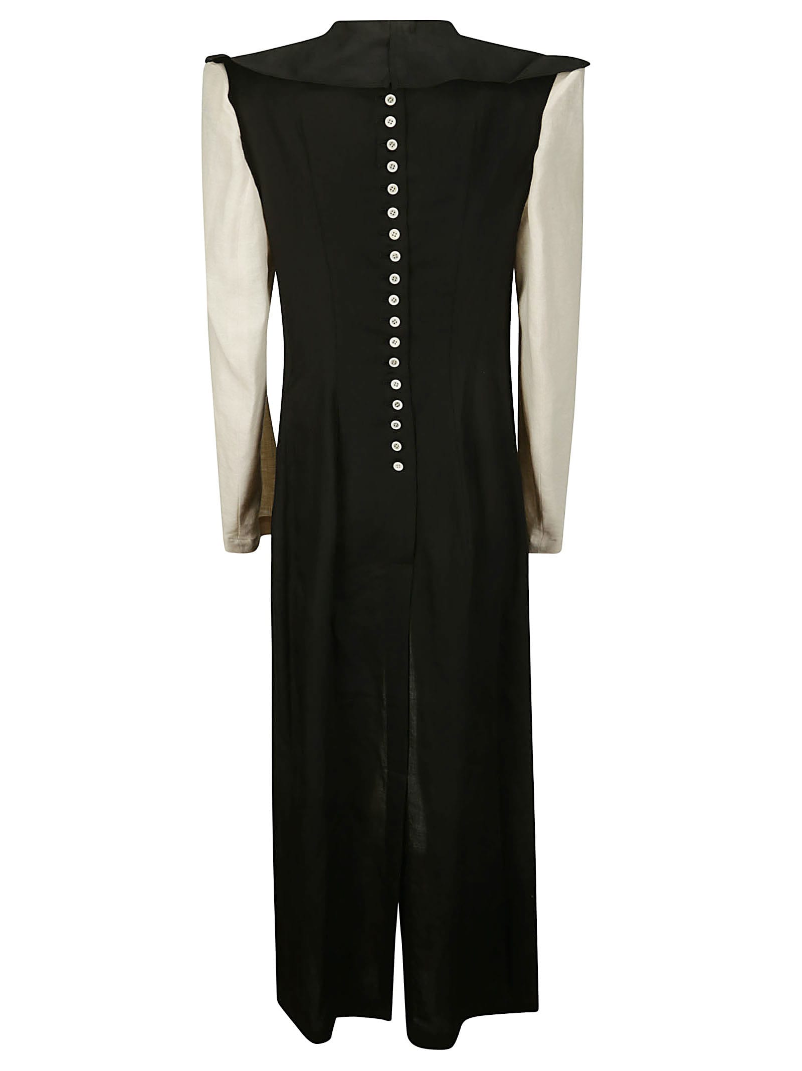 Shop Yohji Yamamoto Button Detail Dress In Blk X Wht