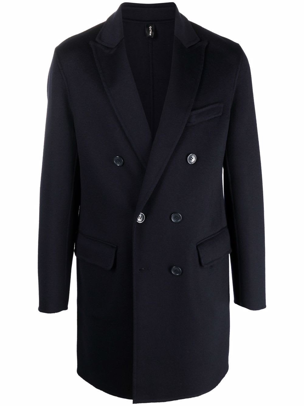 Paltò Wool Blend Double Breasted Coat In Blue