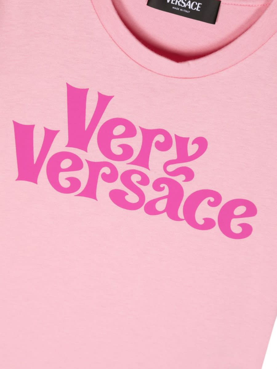 Shop Versace Very  Print Jersey T-shirt In Pink