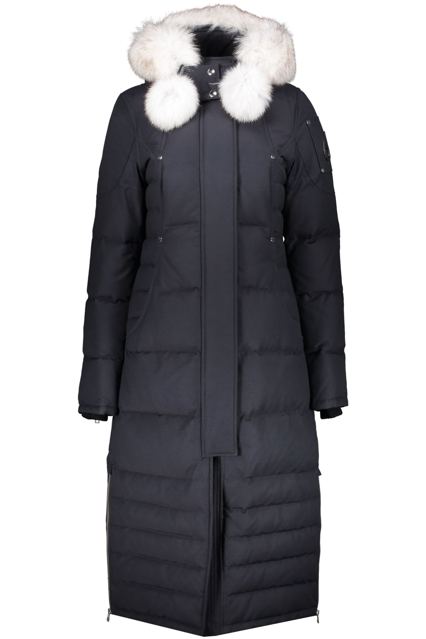 Moose Knuckles Padded Parka With Fur Hood In Blue