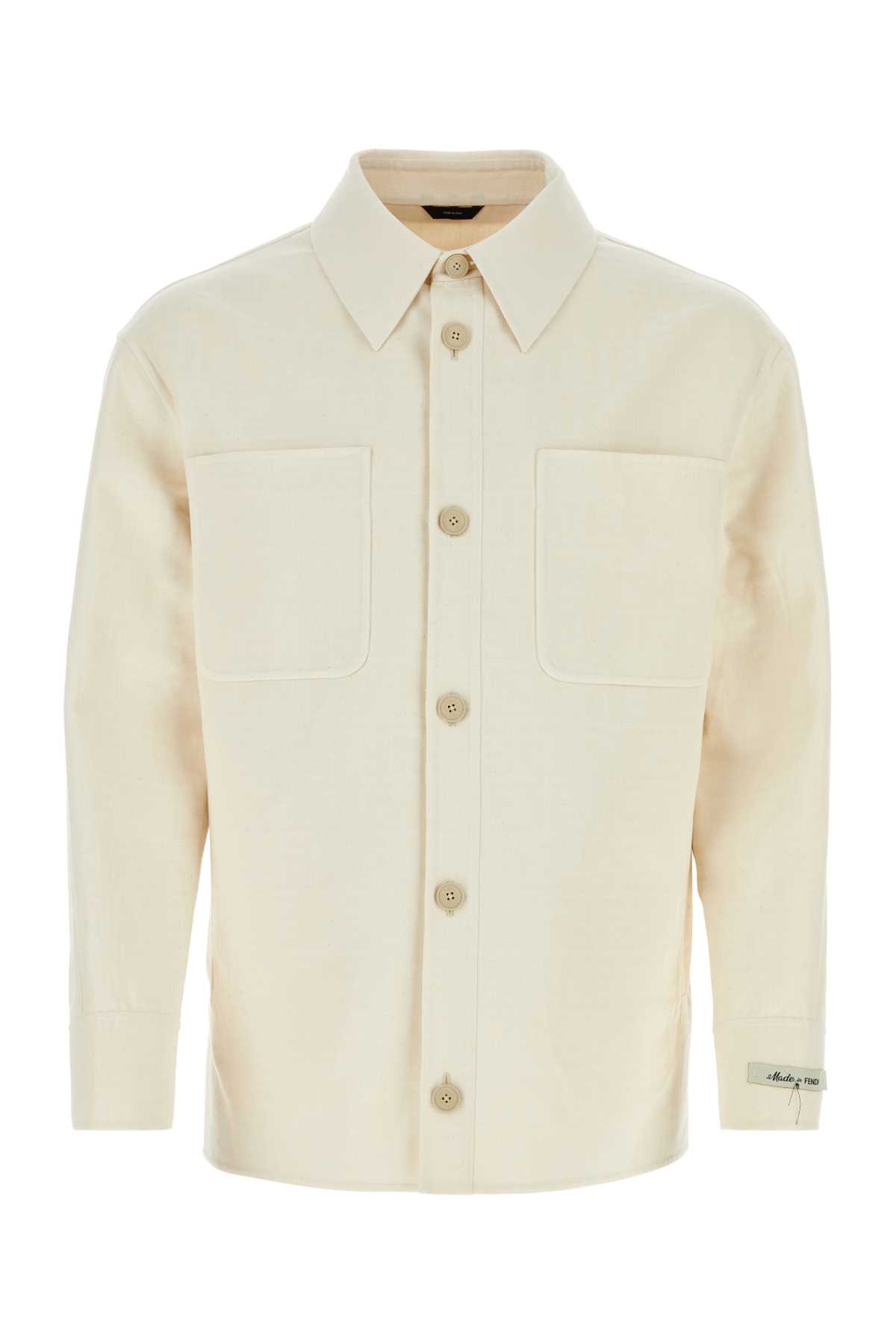 Shop Fendi Ivory Cotton Blend Shirt In Avorio