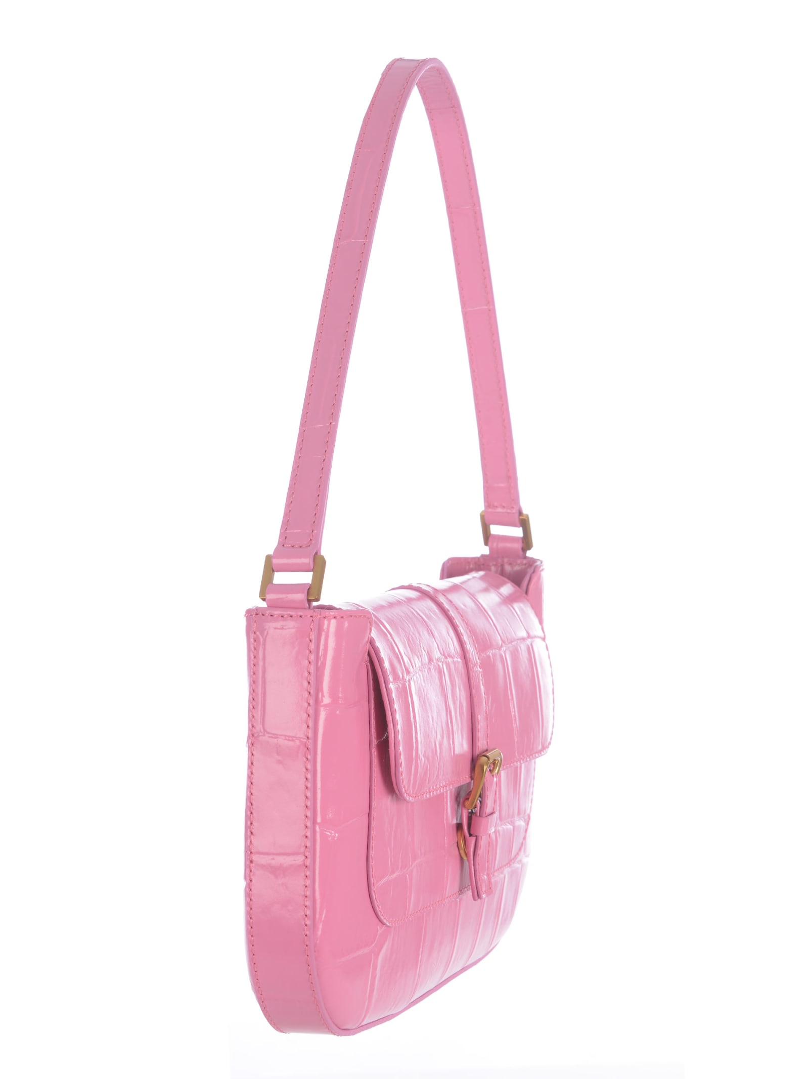 Shop By Far Shoulder Bag  Miranda In Crocodile Leather In Pink