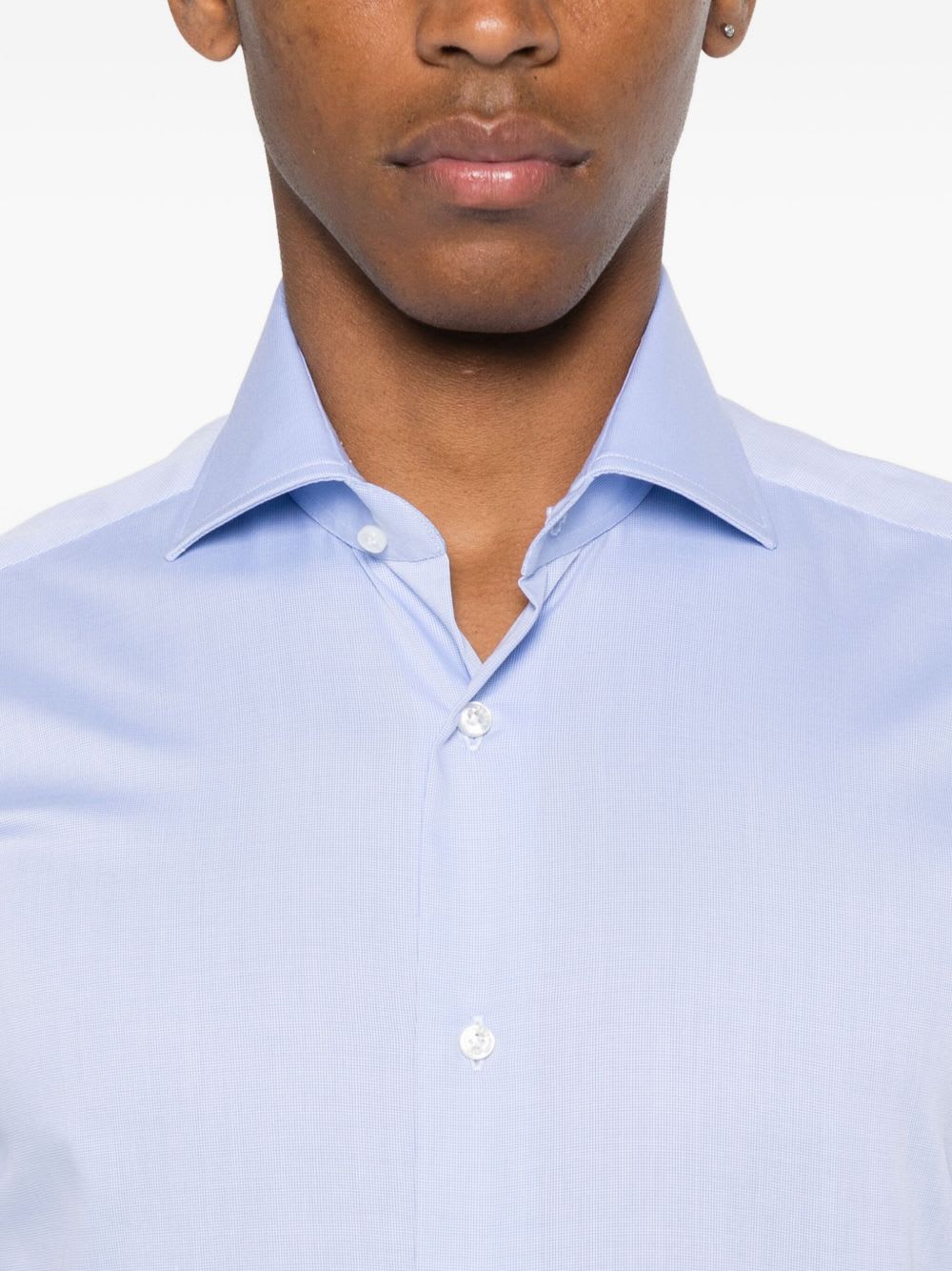Barba Napoli Barba Long Sleeve Shirt With Semi-rigid Collar And Buttons In Blue