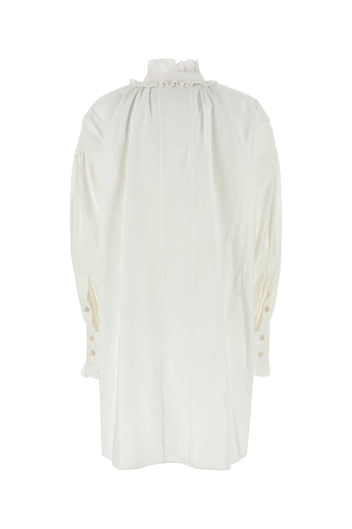 Valentino Dress Cotton Blend Long Sleeves In Bianco