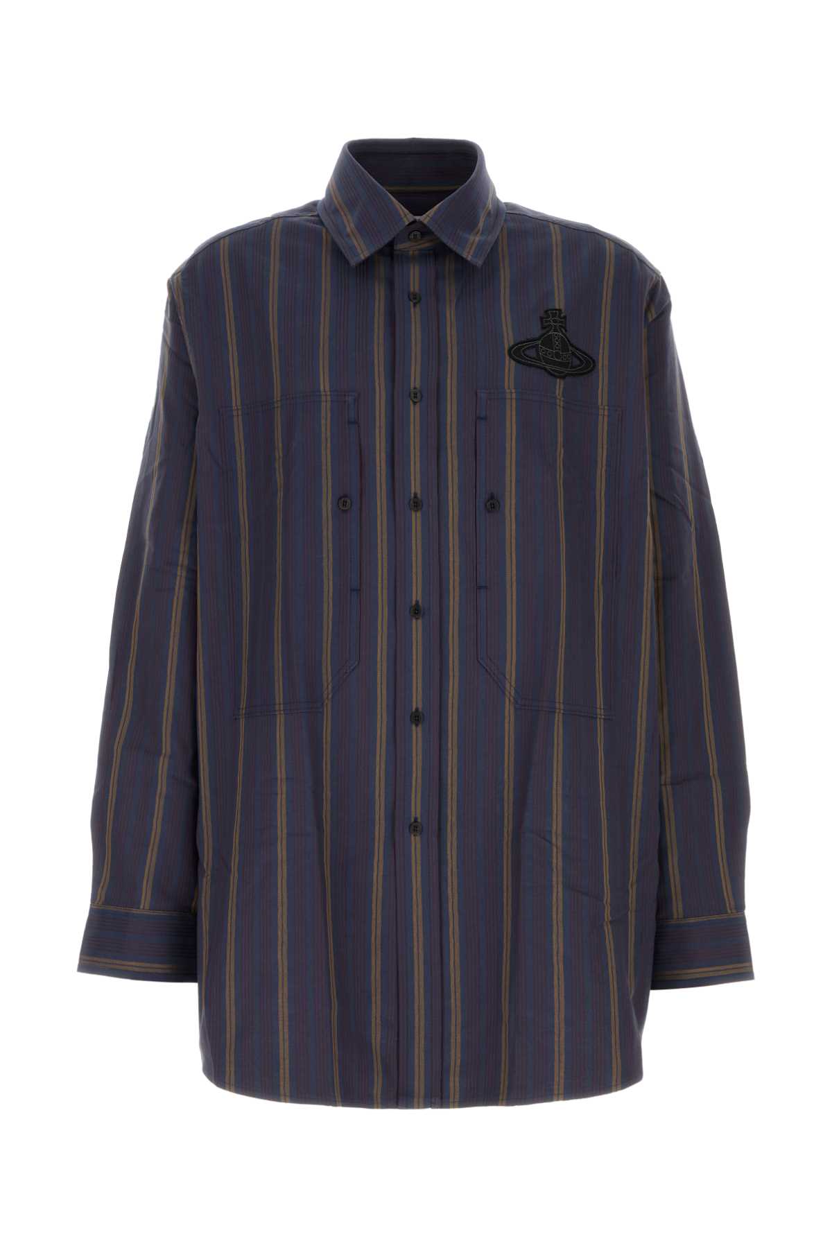 Vivienne Westwood Orb-embellishment Stripe-pattern Shirt In Black
